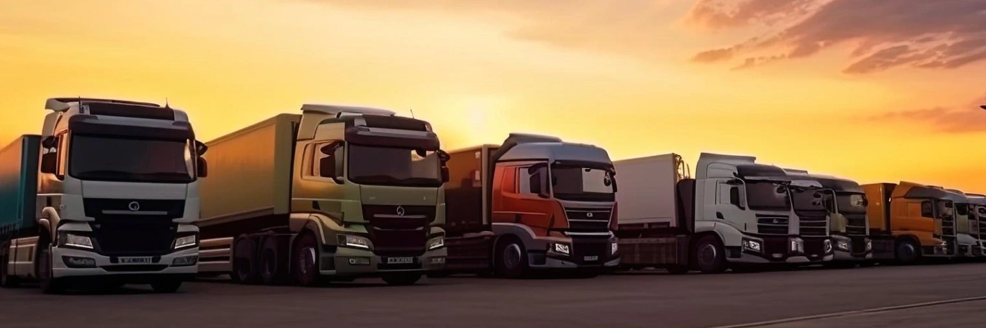 Promotional desk banner showcasing truck lighting parts, including LED and halogen lights.